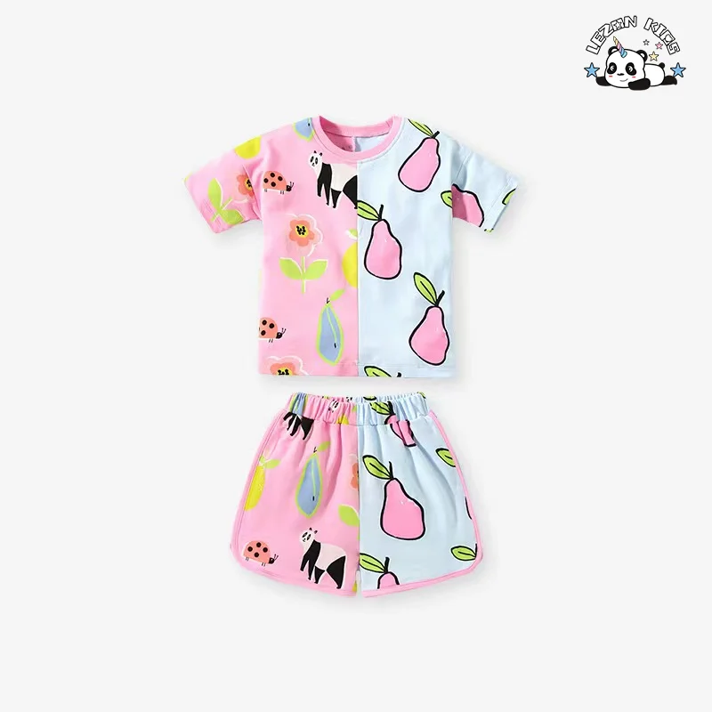 LEZONKIDS - Conjuntos de Roupas Femininas Personalizáveis com Estampa Divertida para o Verão, Manga Curta, para Meninas de 2 a 14 Anos